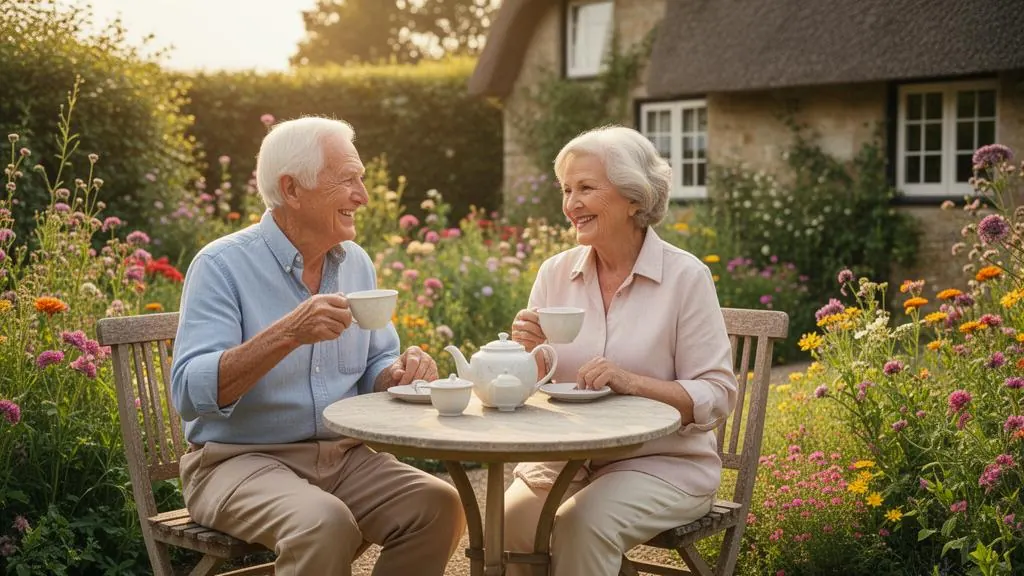 Couple enjoying their garden