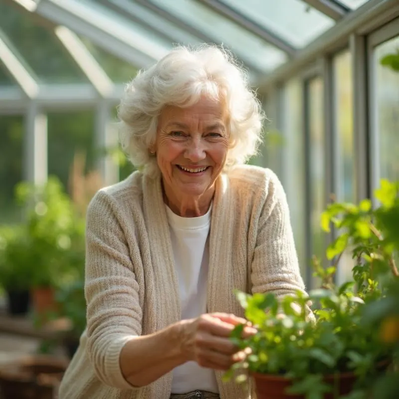 Elderly person maintaining independence at home